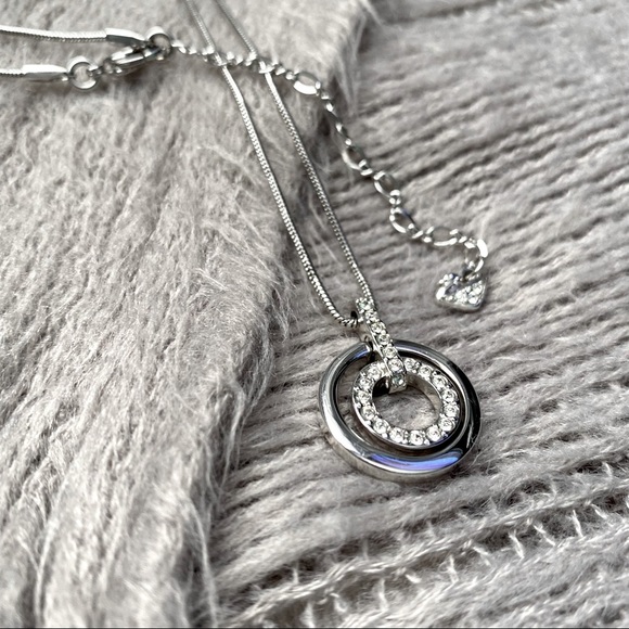 Swarovski Crystal Double Circle Pendant Necklace - Picture 2 of 3
